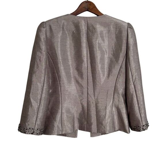 Tahari Arthur S Levine LUXE Beaded Bracelet Length Sleeve Blazer Silver Size 8 - Picture 7 of 7